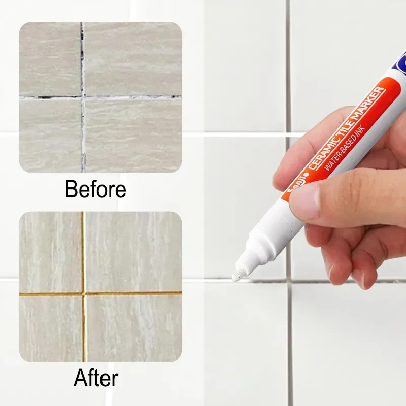 Tile Grout Repair - Marqueur de carrelage étanche blanc, 12